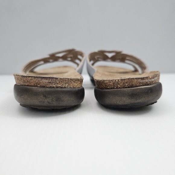 Naot Liv Slide Sandal Womens EU 40 Metallic Leather Cork Footbed Comfort Slip On - Picture 10 of 13